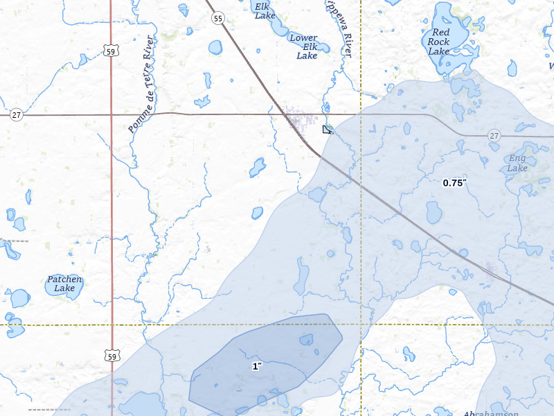 NEXRAD radar-signature map of the hail storm over Hoffman, MN on Jun 29, 2026