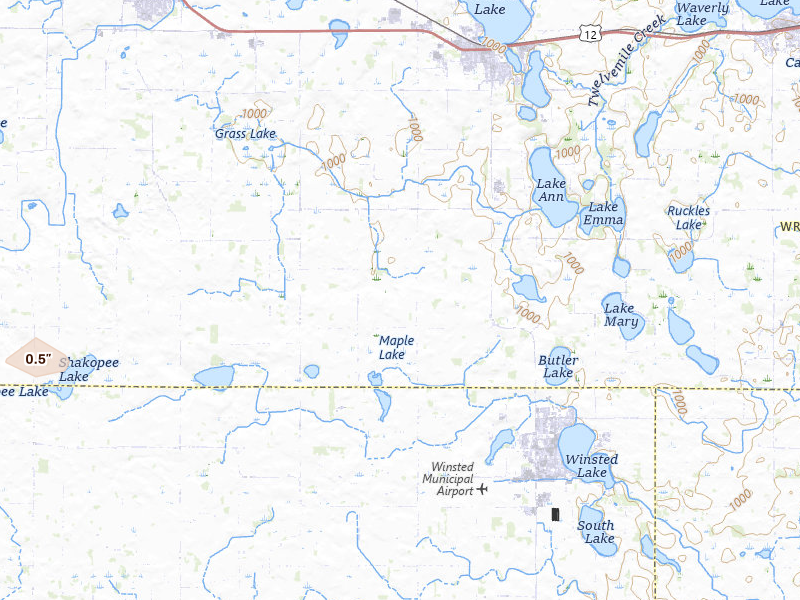 Radar-estimated hail-size map of the storm over Howard Lake, MN on Jul 25, 2026
