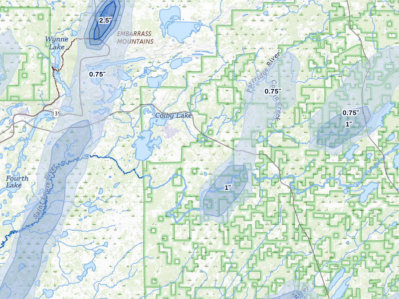 NEXRAD radar-signature map of the hail storm over Hoyt Lakes, MN on Jun 29, 2026