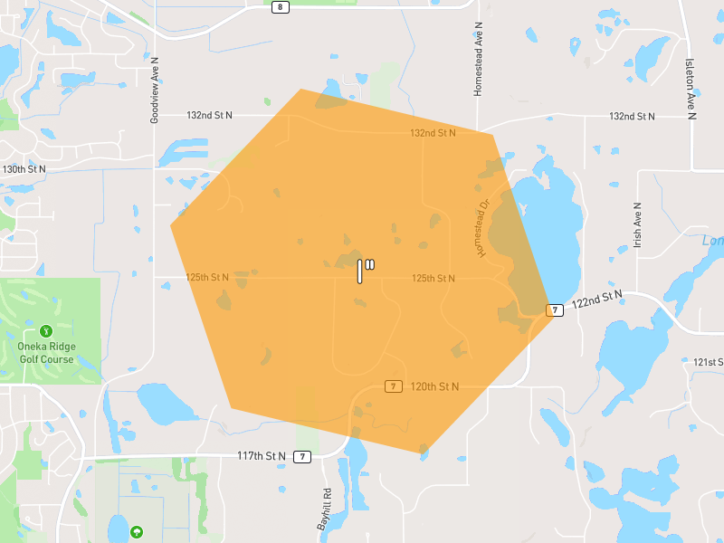 Hail map of Hugo, MN on Jun 5, 2026, hail up to 1"