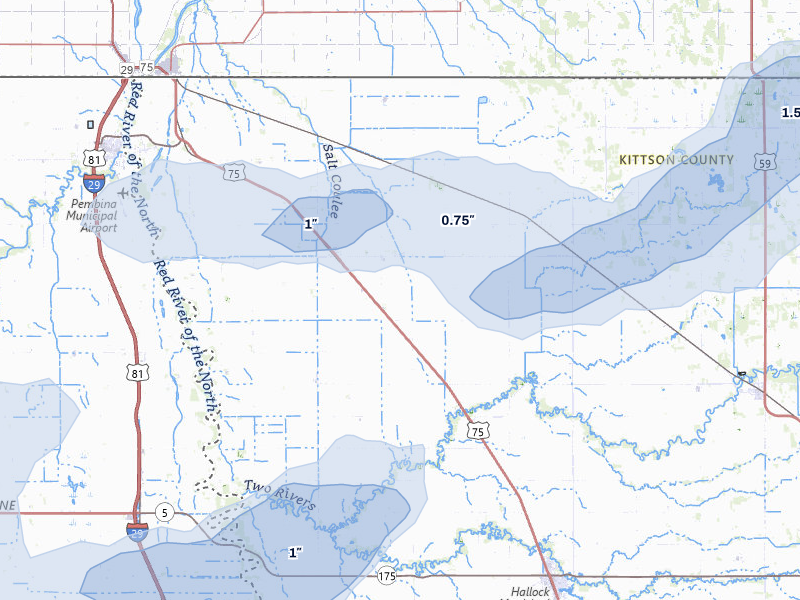 NEXRAD radar-signature map of the hail storm over Humboldt, MN on Jun 28, 2026