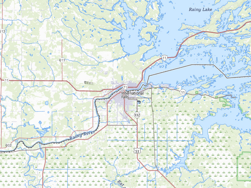 Radar-estimated hail-size map of the storm over International Falls, MN