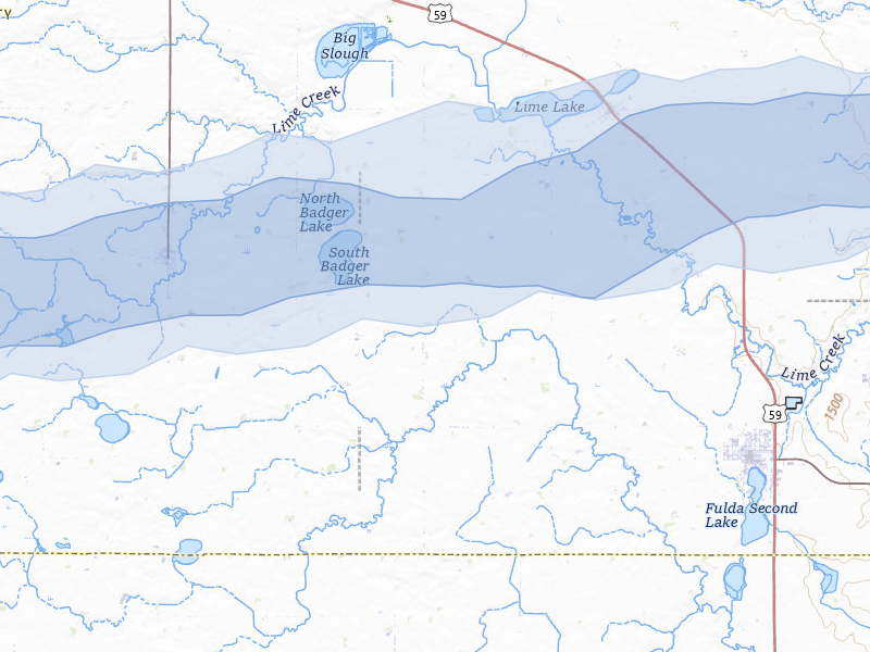 NEXRAD radar-signature map of the hail storm over Iona, MN on Jul 25, 2026