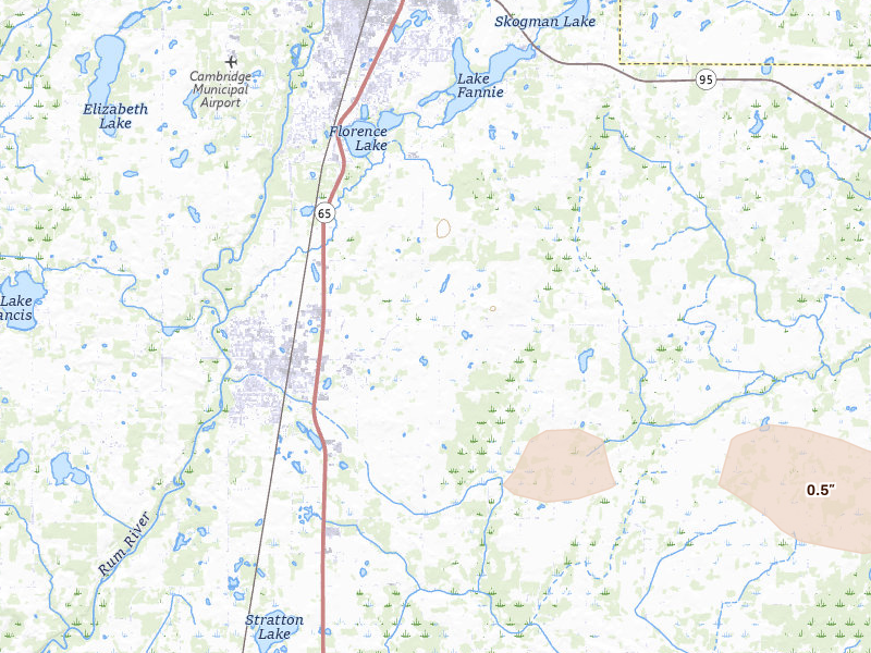 Radar-estimated hail-size map of the storm over Isanti, MN
