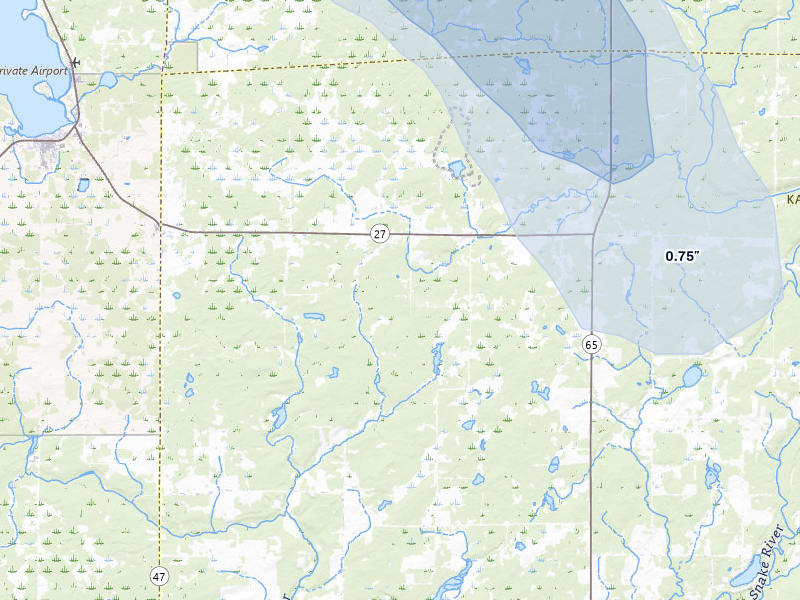 NEXRAD radar-signature map of the hail over Isle, MN