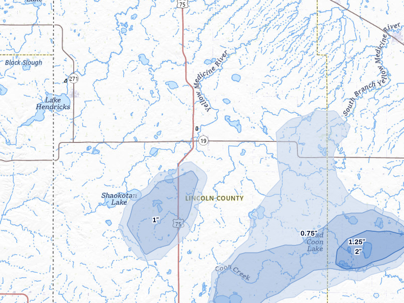 NEXRAD radar-signature map of the hail over Ivanhoe, MN