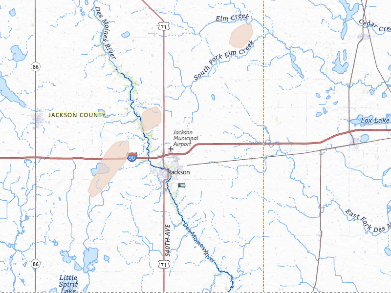 Radar-estimated hail-size map of the storm over Jackson, MN on Apr 23, 2026