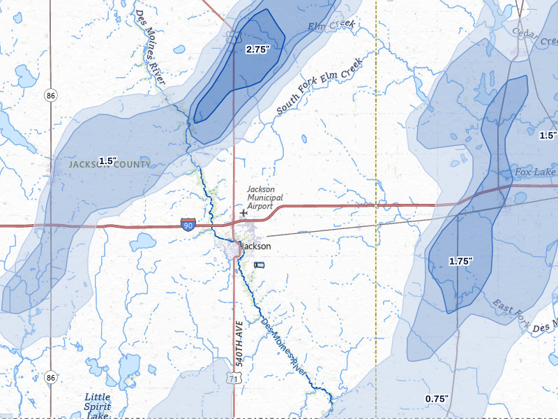 NEXRAD radar-signature map of the hail storm over Jackson, MN on May 17, 2026