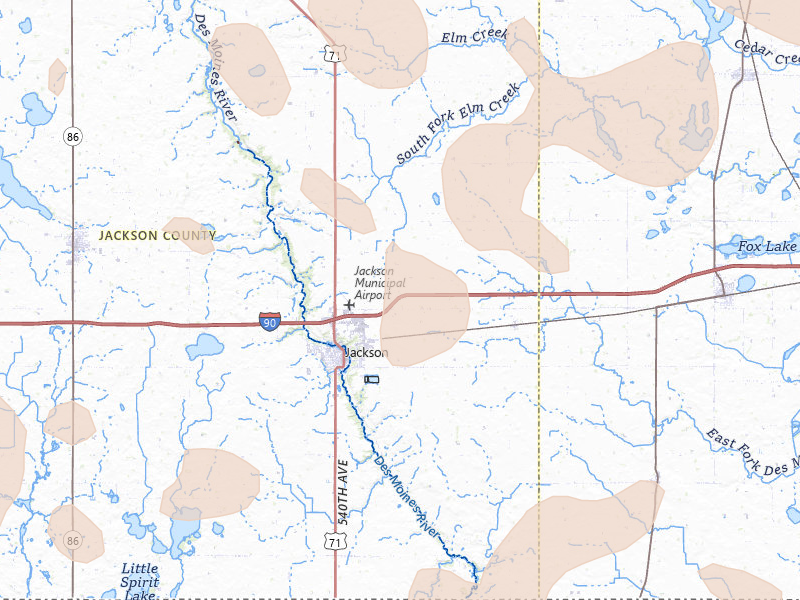 Radar-estimated hail-size map of the storm over Jackson, MN on Jun 27, 2026