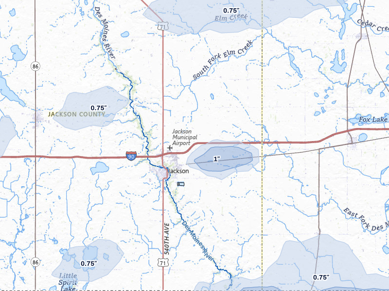 NEXRAD radar-signature map of the hail storm over Jackson, MN on Jun 27, 2026