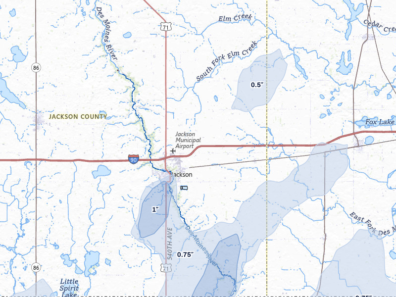 NEXRAD radar-signature map of the hail storm over Jackson, MN on Jun 30, 2026