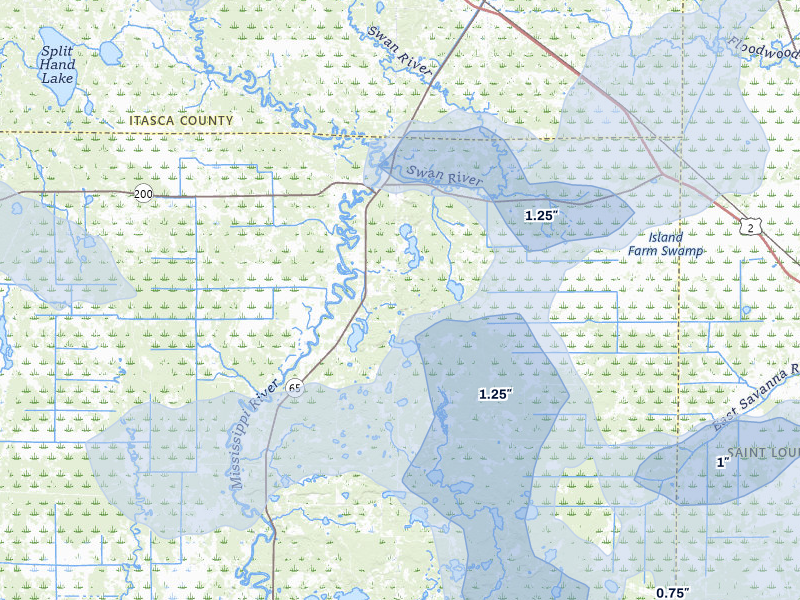 NEXRAD radar-signature map of the hail storm over Jacobson, MN on Jun 29, 2026