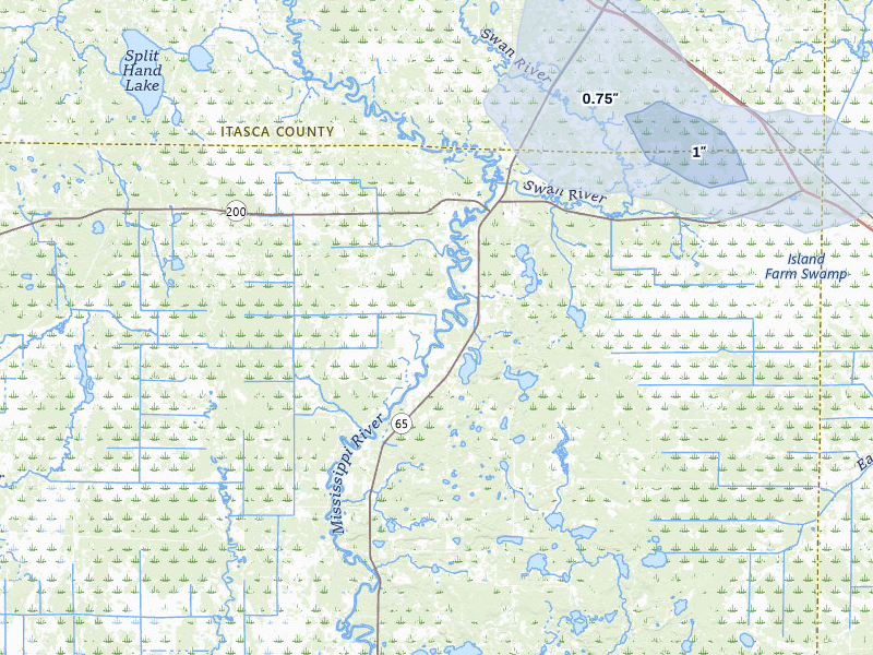 NEXRAD radar-signature map of the hail storm over Jacobson, MN on Aug 7, 2026