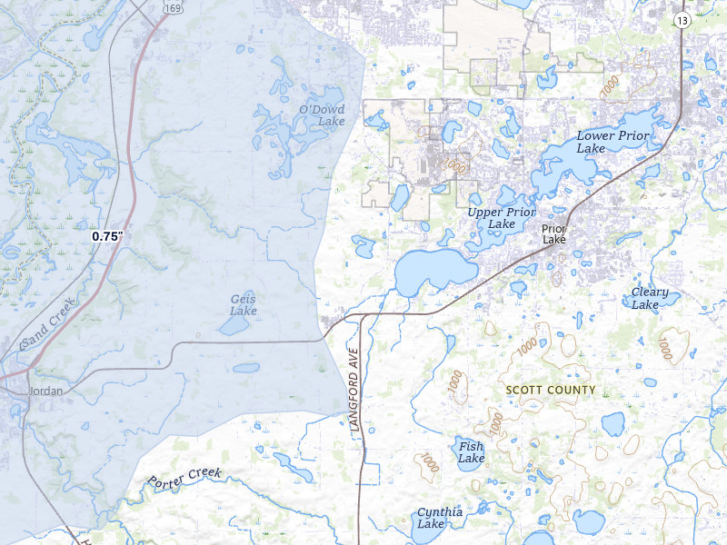 NEXRAD radar-signature map of the hail storm over Jordan, MN on May 17, 2026