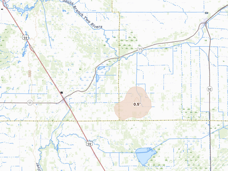 Radar-estimated hail-size map of the storm over Karlstad, MN