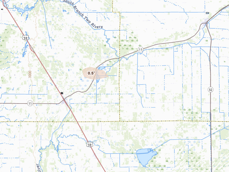 Radar-estimated hail-size map of the storm over Karlstad, MN