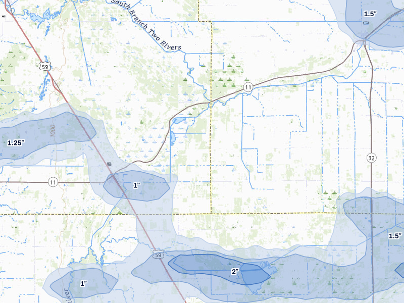 NEXRAD radar-signature map of the hail over Karlstad, MN