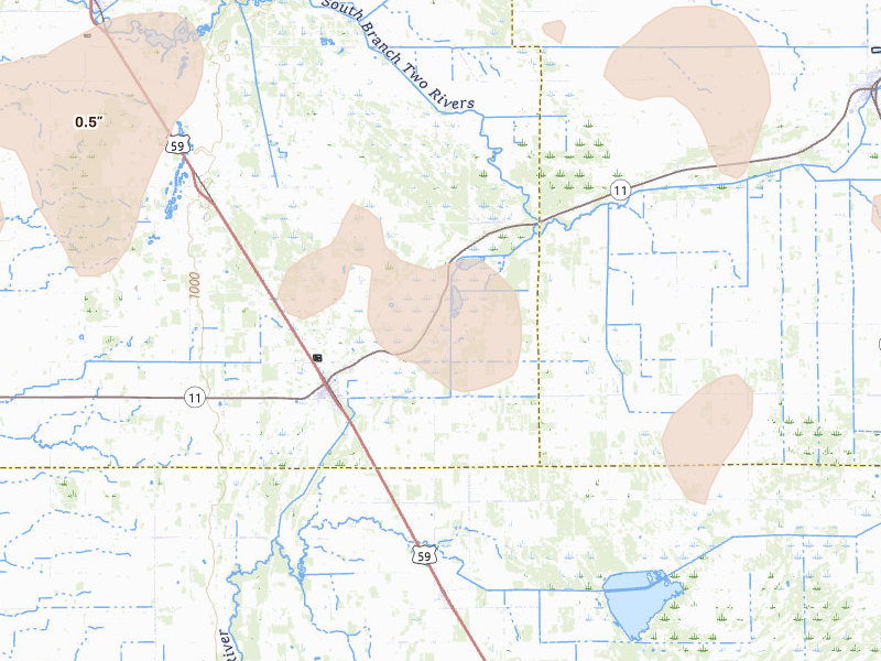 Radar-estimated hail-size map of the storm over Karlstad, MN