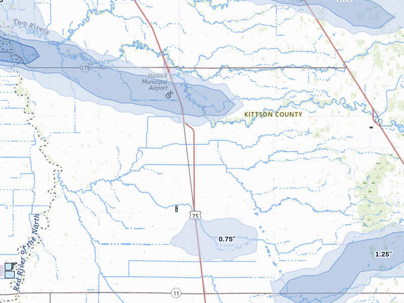 NEXRAD radar-signature map of the hail storm over Kennedy, MN on Jul 24, 2026