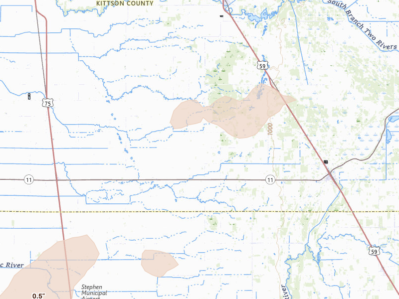 Radar-estimated hail-size map of the storm over Kennedy, MN