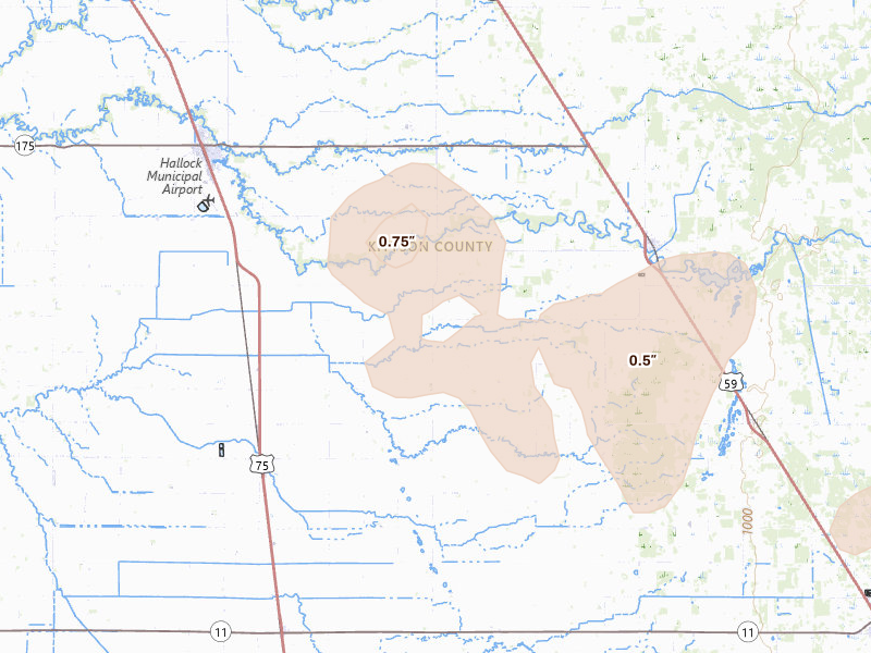 Radar-estimated hail-size map of the storm over Kennedy, MN