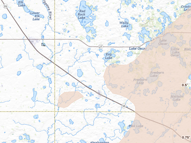 Radar-estimated hail-size map of the storm over Kensington, MN on Jun 29, 2026