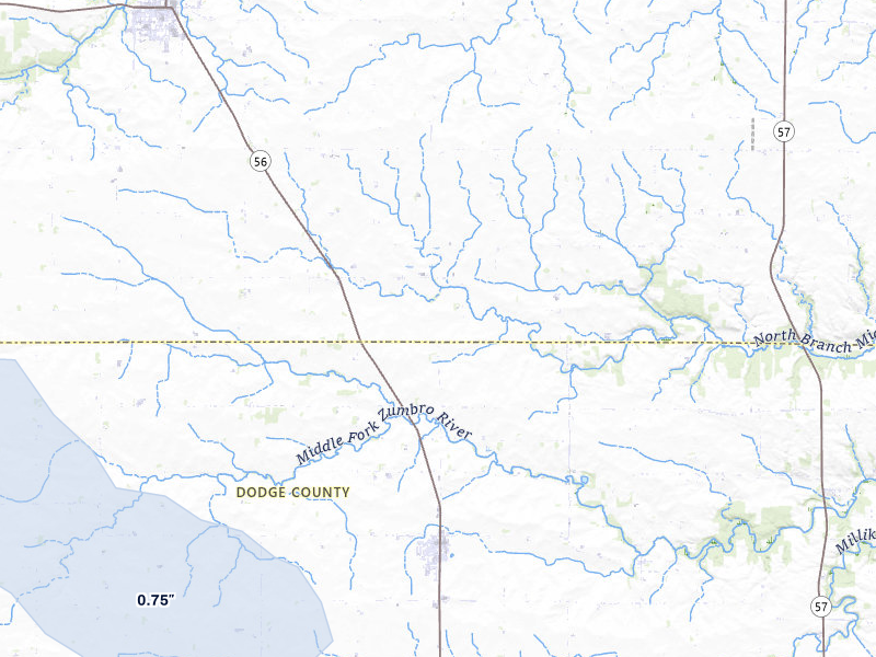 NEXRAD radar-signature map of the hail storm over Kenyon, MN on Jul 1, 2026