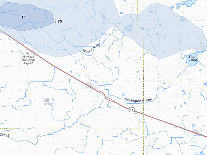 NEXRAD radar-signature map of the hail over Kerkhoven, MN
