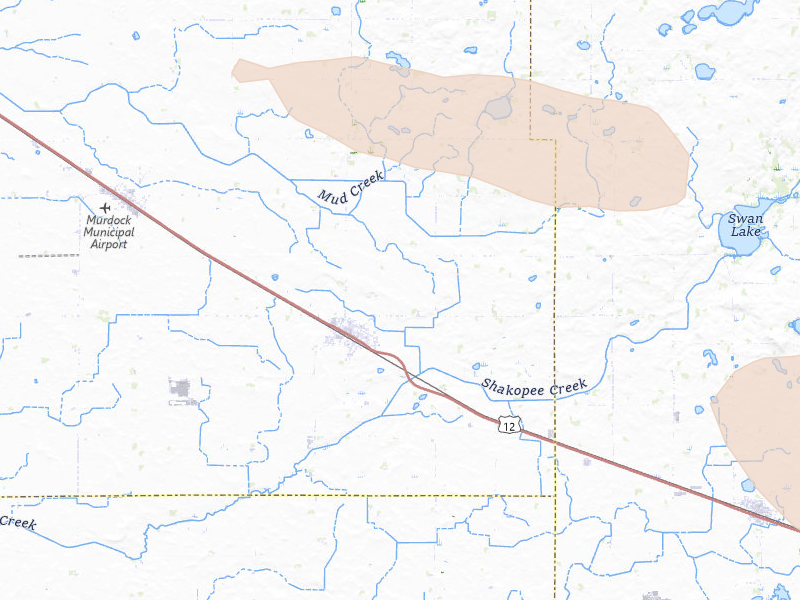 Radar-estimated hail-size map of the storm over Kerkhoven, MN on Jun 23, 2026