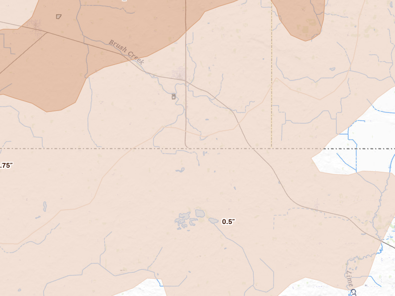 Radar-estimated hail-size map of the storm over Kiester, MN