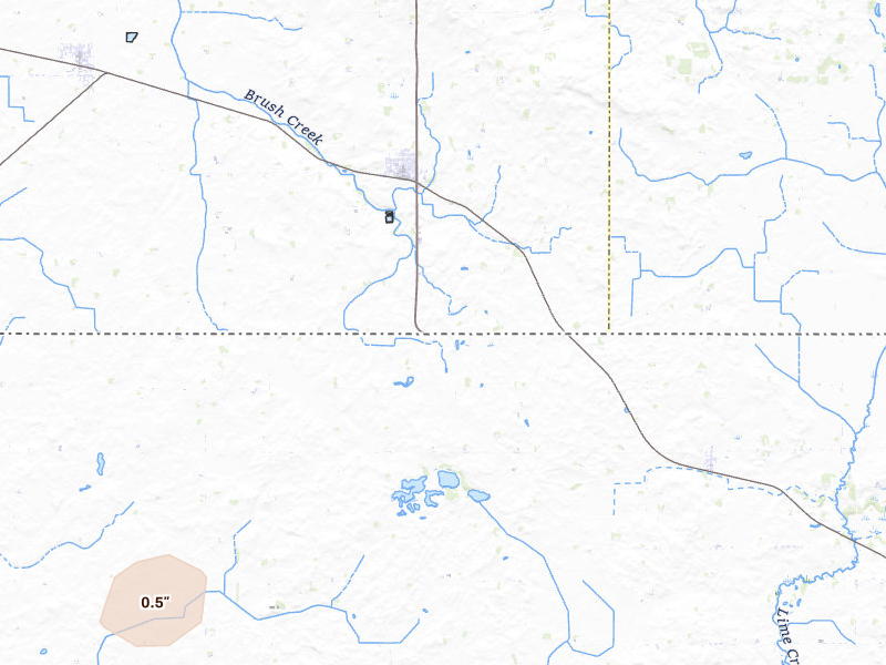 Radar-estimated hail-size map of the storm over Kiester, MN on May 17, 2026