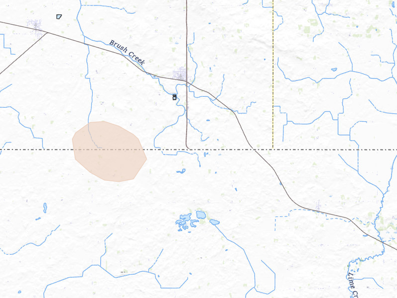 Radar-estimated hail-size map of the storm over Kiester, MN on May 26, 2026