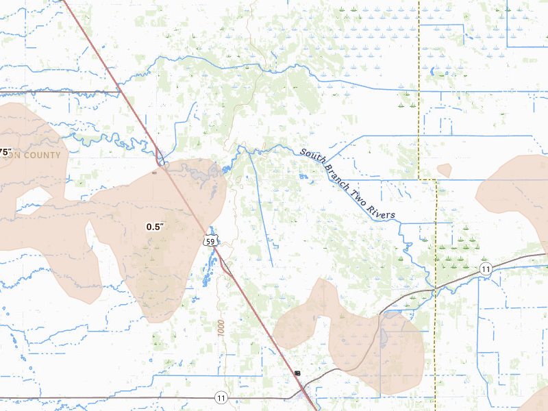 Radar-estimated hail-size map of the storm over Lake Bronson, MN