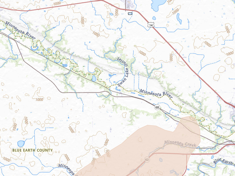 Radar-estimated hail-size map of the storm over Lake Crystal, MN on Apr 23, 2026