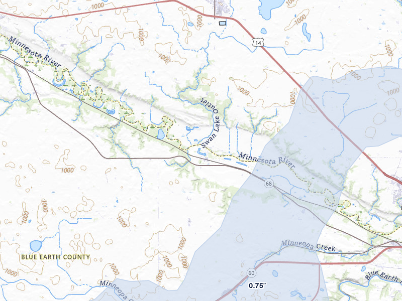 NEXRAD radar-signature map of the hail storm over Lake Crystal, MN on May 17, 2026