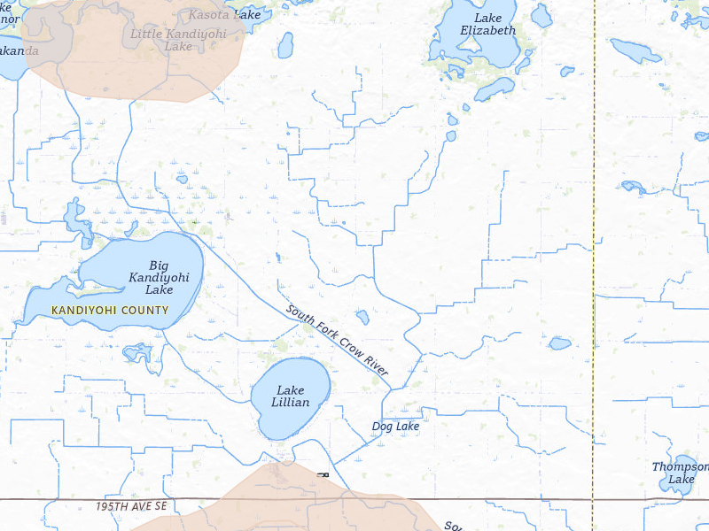 Radar-estimated hail-size map of the storm over Lake Lillian, MN on May 24, 2026