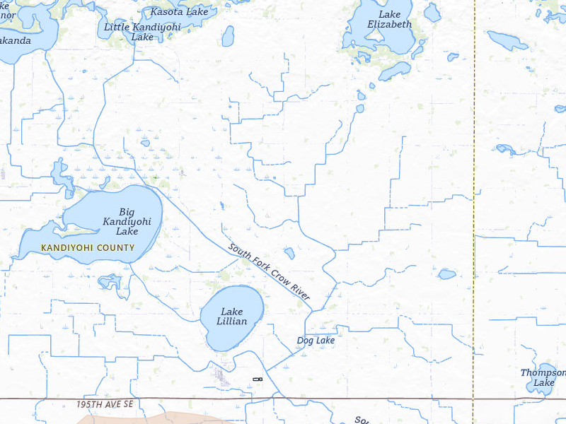 Radar-estimated hail-size map of the storm over Lake Lillian, MN on Jul 4, 2026