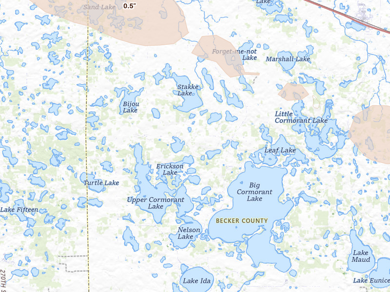 Radar-estimated hail-size map of the storm over Lake Park, MN on Aug 17, 2026