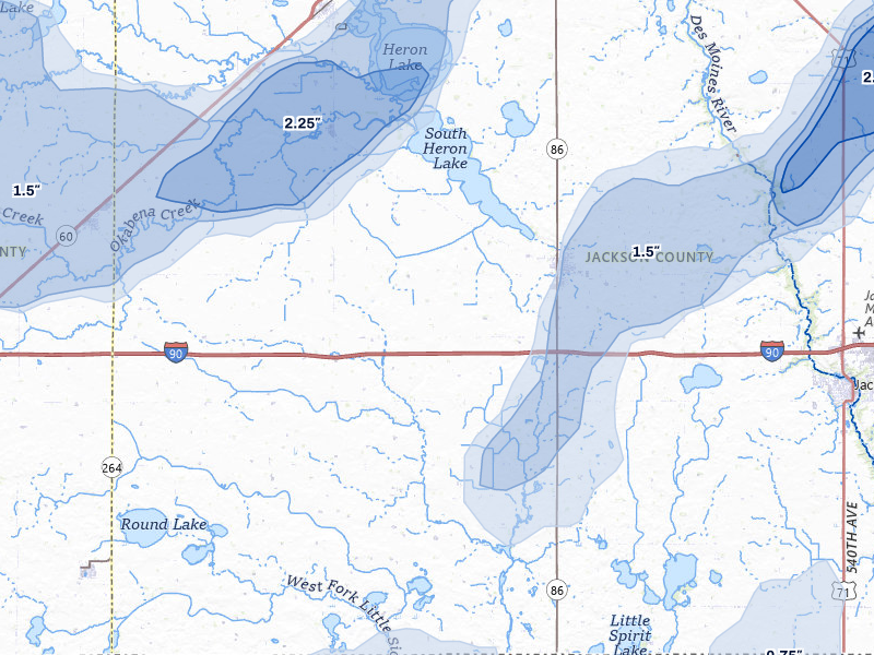 NEXRAD radar-signature map of the hail storm over Lakefield, MN on May 17, 2026