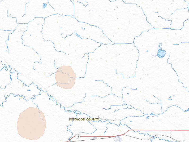 Radar-estimated hail-size map of the storm over Lamberton, MN on Jun 29, 2026