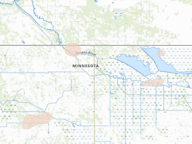 Radar-estimated hail-size map of the storm over Lancaster, MN on Jun 29, 2026