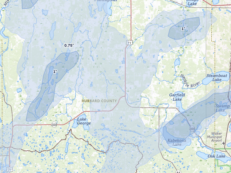 NEXRAD radar-signature map of the hail storm over Laporte, MN on Jun 29, 2026