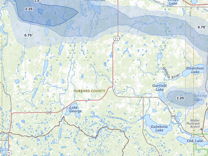 NEXRAD radar-signature map of the hail storm over Laporte, MN on Jul 3, 2026