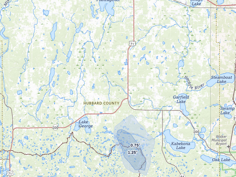 NEXRAD radar-signature map of the hail storm over Laporte, MN on Jul 30, 2026