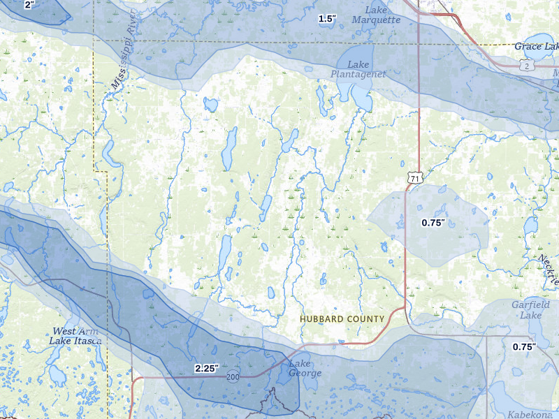 NEXRAD radar-signature map of the hail storm over Laporte, MN on Aug 6, 2026