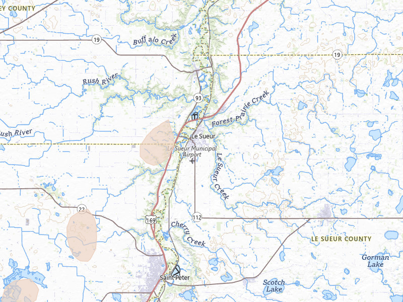 Radar-estimated hail-size map of the storm over Le Sueur, MN on Jun 9, 2026