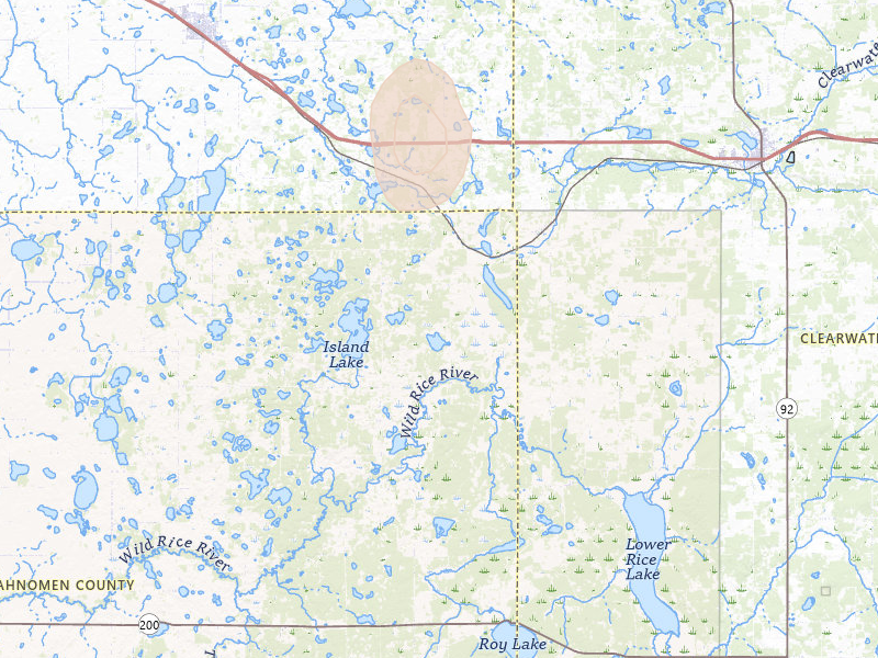 Radar-estimated hail-size map of the storm over Lengby, MN on Jul 24, 2026