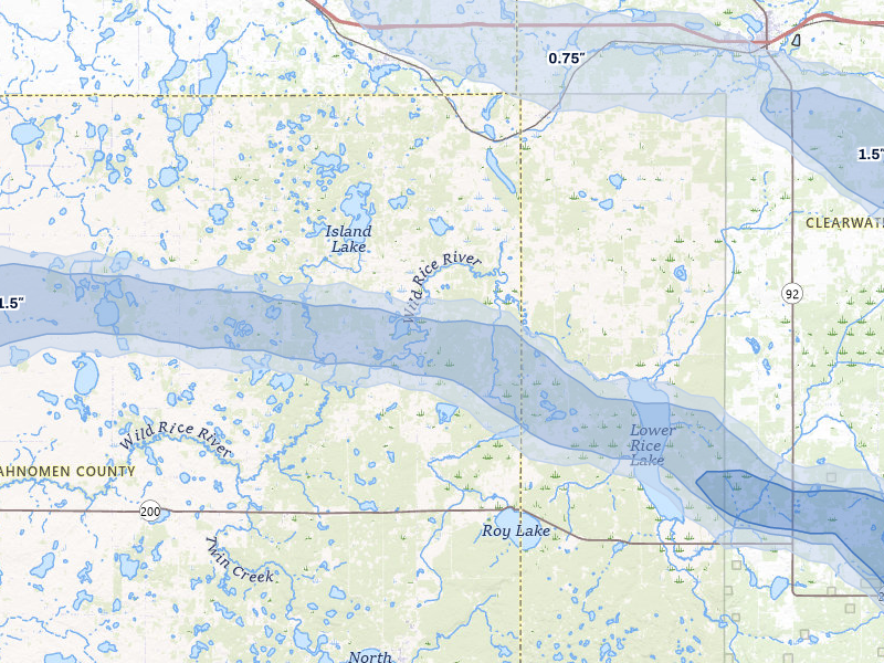 NEXRAD radar-signature map of the hail storm over Lengby, MN on Aug 6, 2026