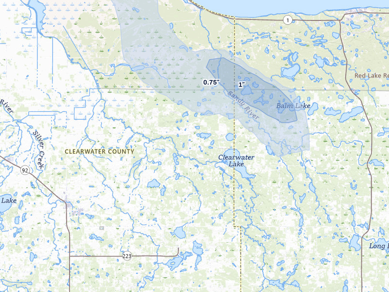 NEXRAD radar-signature map of the hail storm over Leonard, MN on Jul 6, 2026