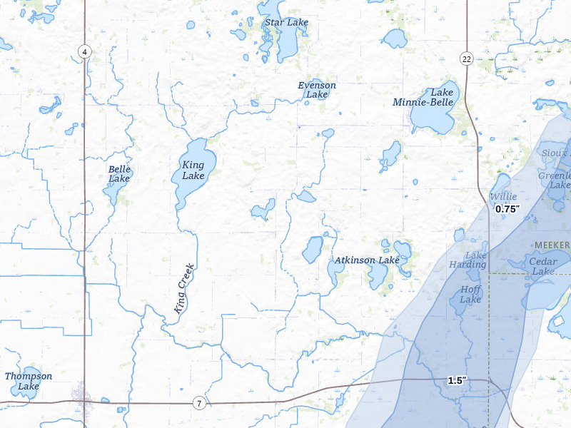 NEXRAD radar-signature map of the hail over Litchfield, MN